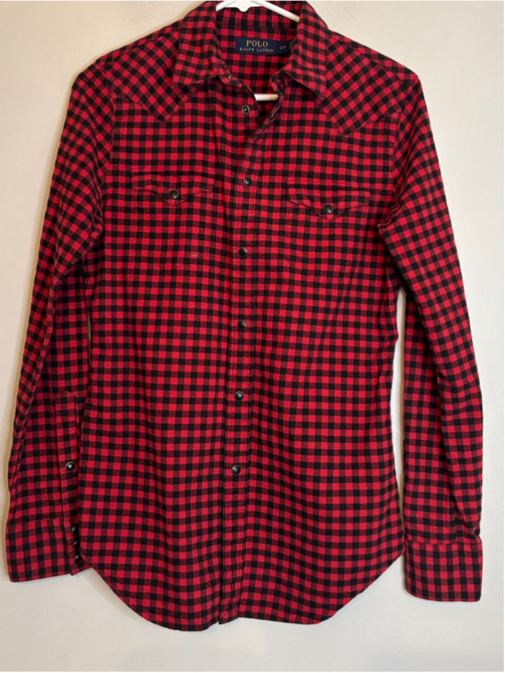 Polo Ralph Lauren Red & Black Buffalo Plaid Western Style Shirt Womens Size S